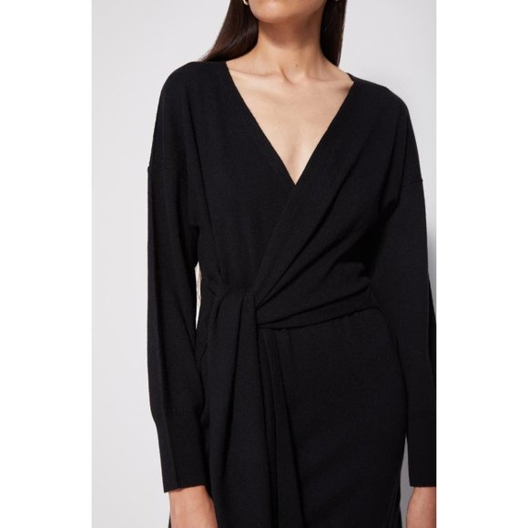 SIMKHAI Skyla Long Sleeve black Wrap Sweater Dress SIZE M - Picture 2 of 8